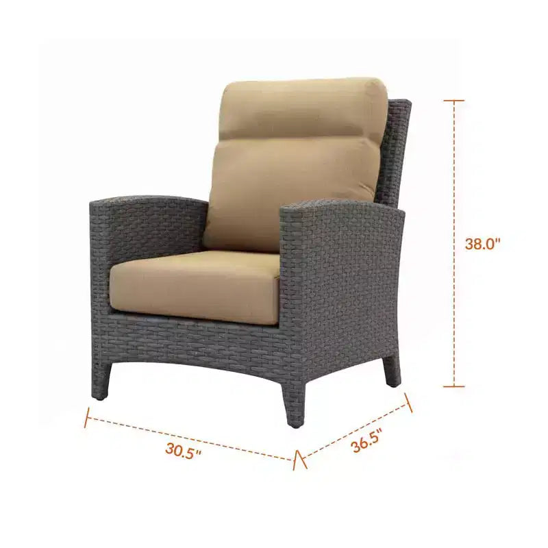 Covers&All Chaise Stafford de 30,5 po de largeur, osier anthracite avec coussin Sunbrella de qualité supérieure