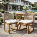 Christopher Knight Home Elinor Outdoor Dining Chair Acacia Wood and Light Brown Wicker, Set of 2