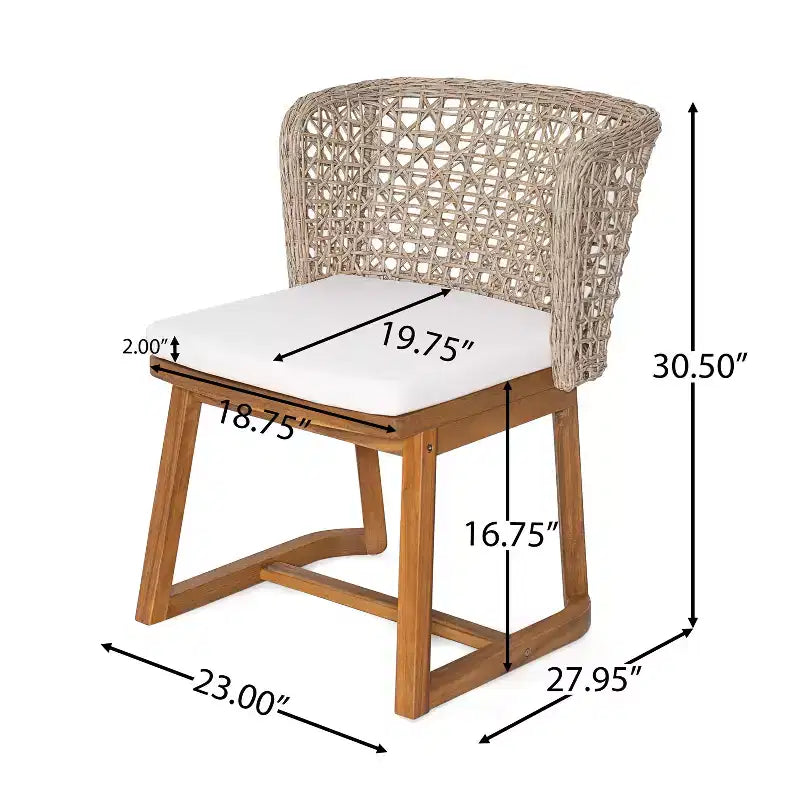 Christopher Knight Home Elinor Chaises de salle à manger d'extérieur en bois d'acacia et osier marron clair, lot de 2