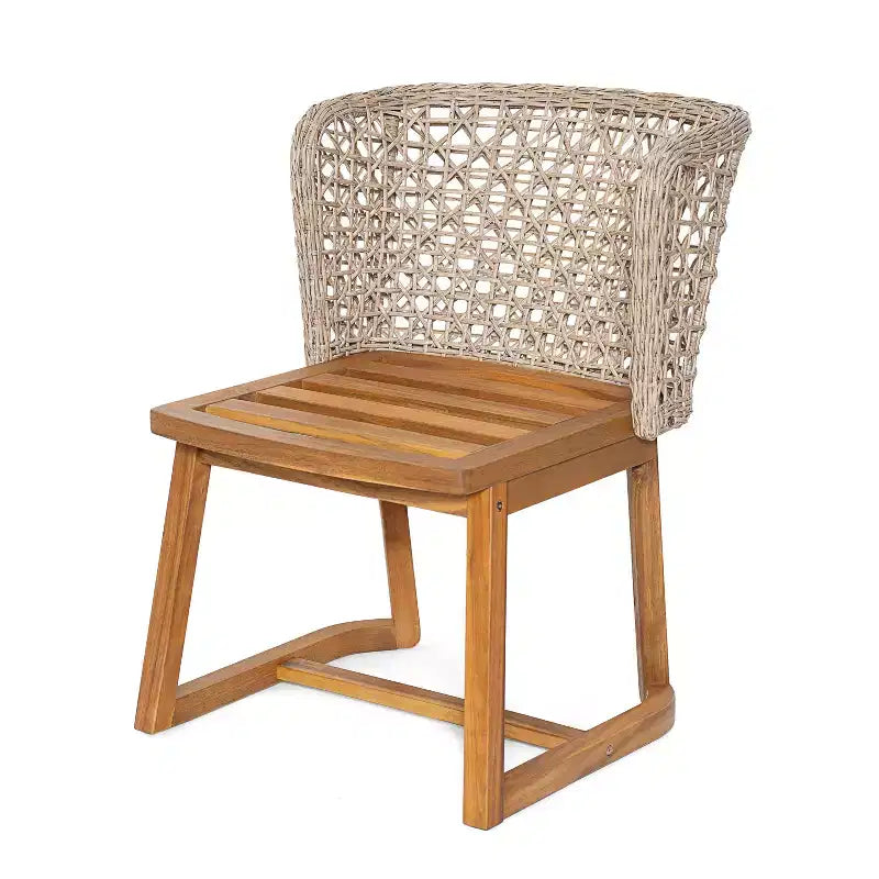 Christopher Knight Home Elinor Chaises de salle à manger d'extérieur en bois d'acacia et osier marron clair, lot de 2
