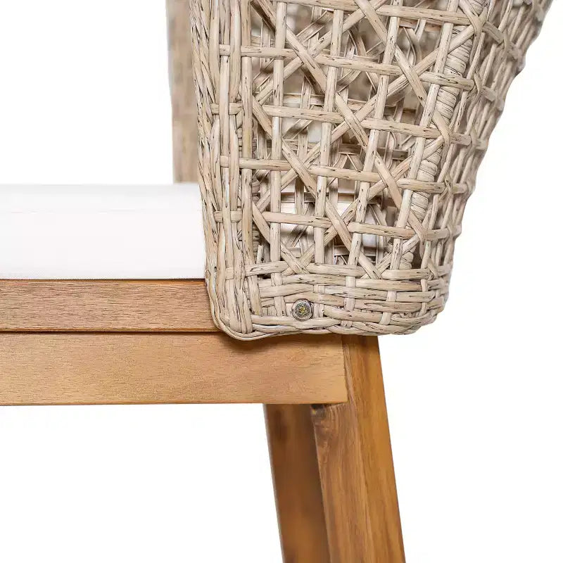 Christopher Knight Home Elinor Chaises de salle à manger d'extérieur en bois d'acacia et osier marron clair, lot de 2