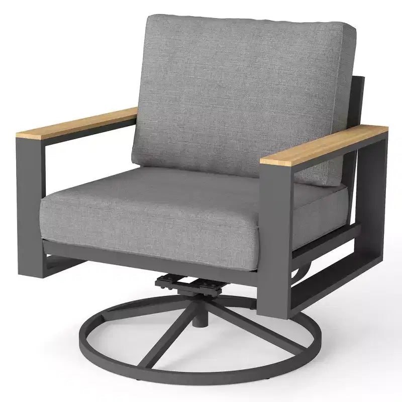 Lot de 2 chaises pivotantes d'extérieur en aluminium Heynemo, chaises de salle à manger pivotantes de terrasse avec rotation à 360 degrés