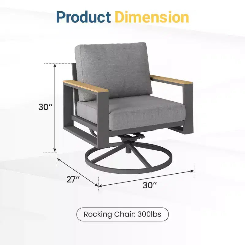 Lot de 2 chaises pivotantes d'extérieur en aluminium Heynemo, chaises de salle à manger pivotantes de terrasse avec rotation à 360 degrés