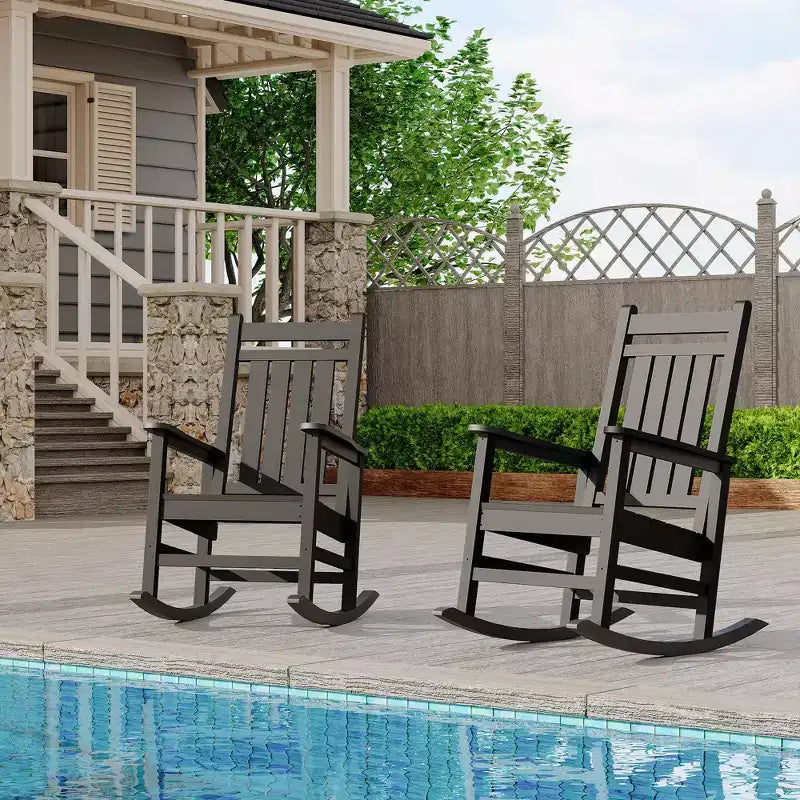 COZONY 35 Outdoor Rocking Chairs Set of 4, HDPE Oversized Patio Rockers, All-Weather Heavy Duty Porch Rocking Chairs for Outside