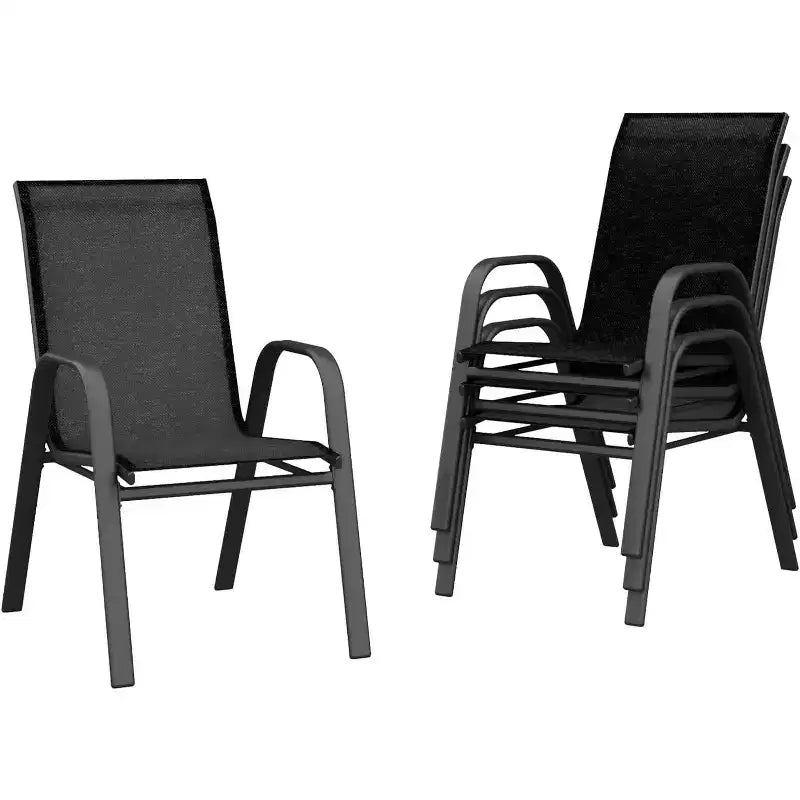 COZONY Lot de 4 chaises de salle à manger de patio, chaises d'extérieur empilables en tissu textilène