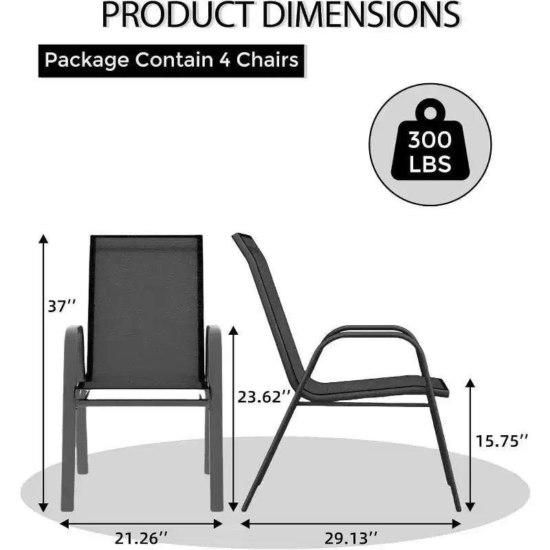 COZONY Lot de 4 chaises de salle à manger de patio, chaises d'extérieur empilables en tissu textilène