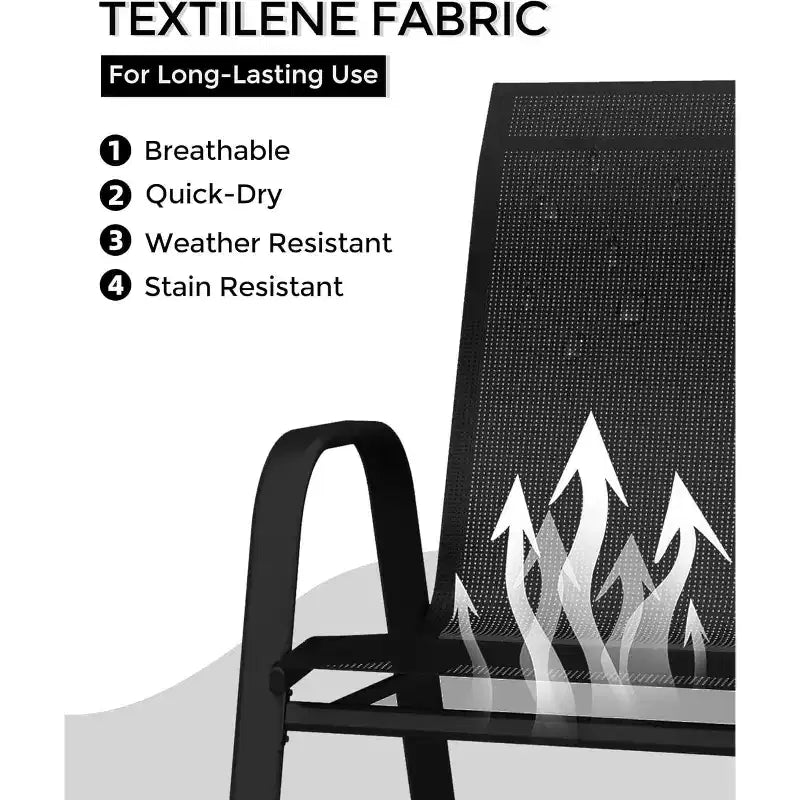 COZONY Lot de 4 chaises de salle à manger de patio, chaises d'extérieur empilables en tissu textilène
