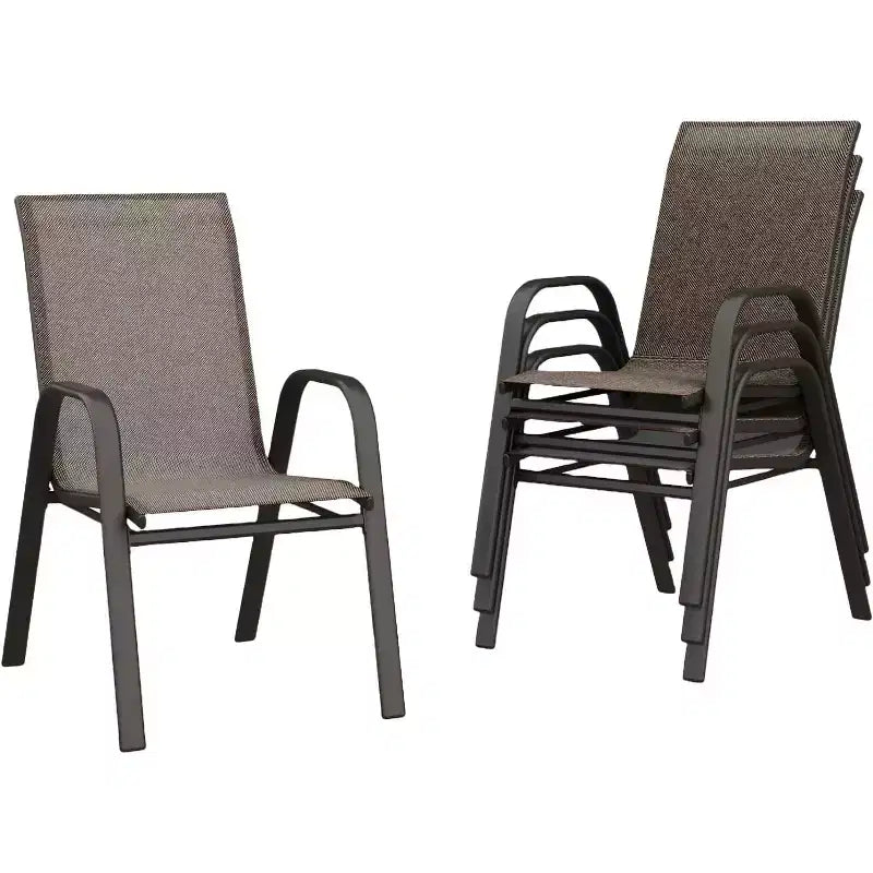 COZONY Lot de 4 chaises de salle à manger de patio, chaises d'extérieur empilables en tissu textilène