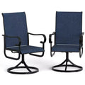 Set of 2 Patio Swivel Chairs, High-Back Outdoor Dining Chairs with Padded Textilene & All-Weather Metal Frame for Backyard, Garden & Lawn
