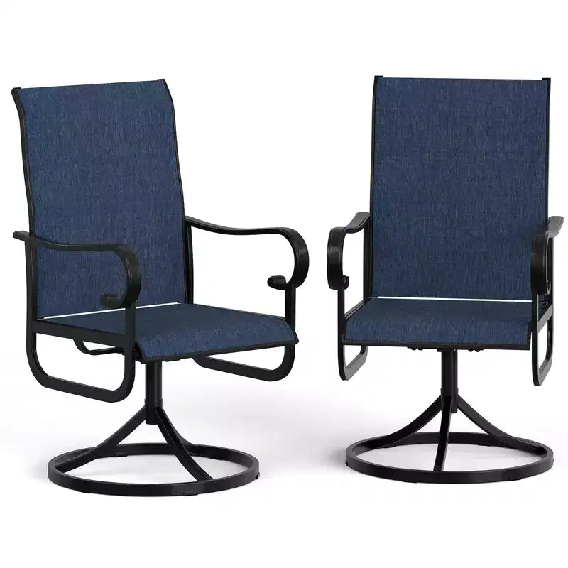 Set of 2 Patio Swivel Chairs, High-Back Outdoor Dining Chairs with Padded Textilene & All-Weather Metal Frame for Backyard, Garden & Lawn