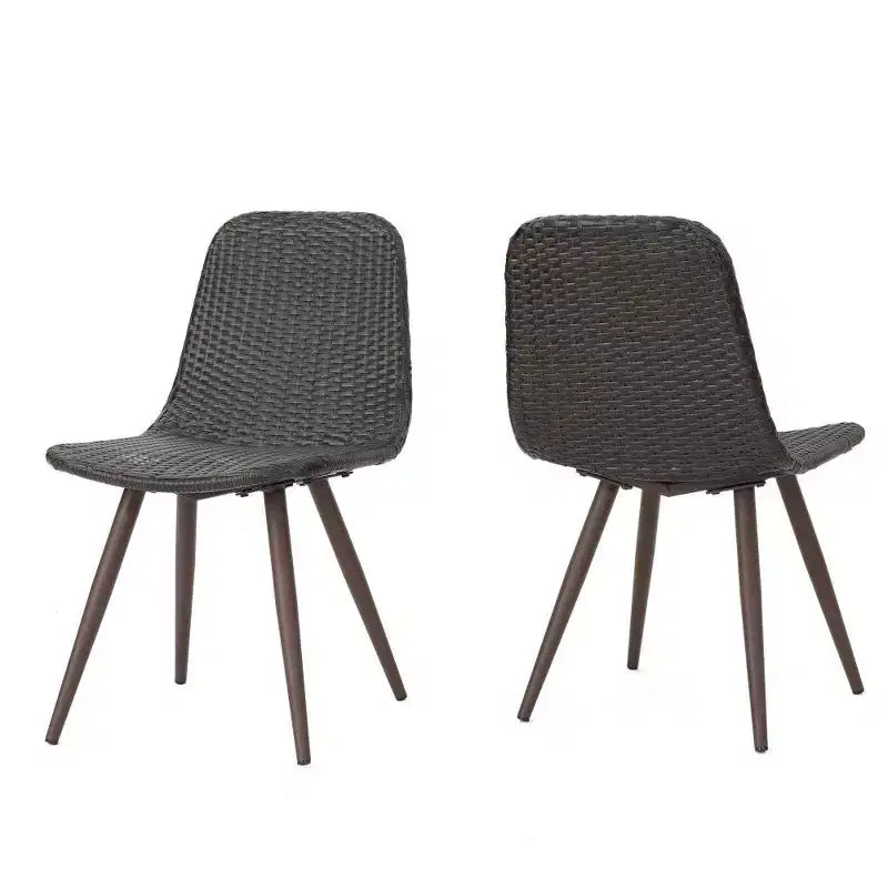 TUYOHW PE Chaise de salle à manger d'extérieur en osier (lot de 2), chaises de patio avec cadre en fer et pieds fuselés pour jardin, terrasse