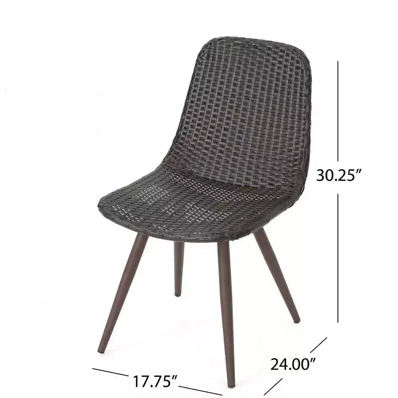 TUYOHW PE Chaise de salle à manger d'extérieur en osier (lot de 2), chaises de patio avec cadre en fer et pieds fuselés pour jardin, terrasse