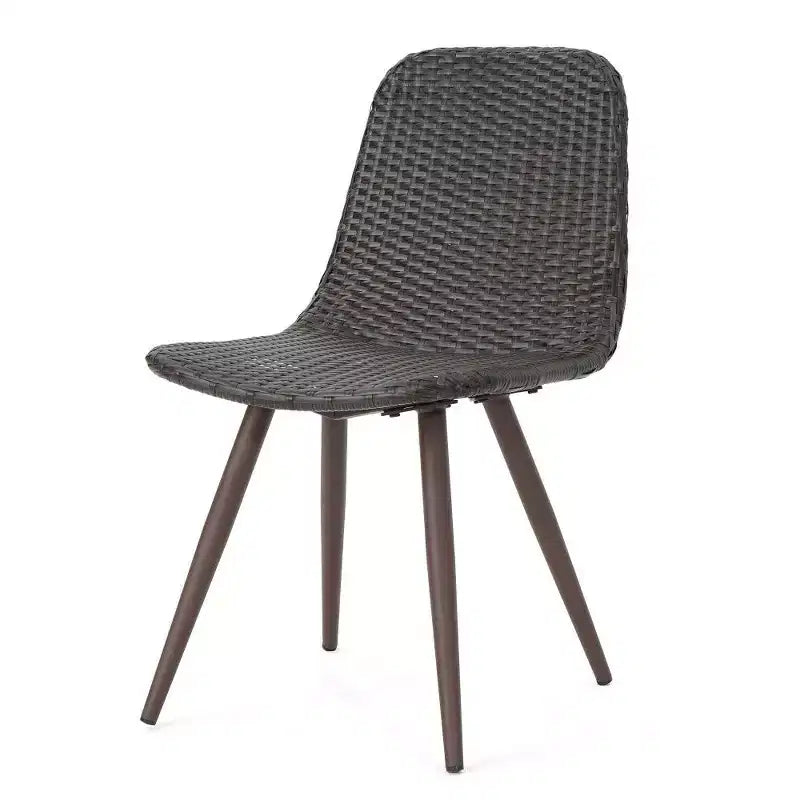TUYOHW PE Chaise de salle à manger d'extérieur en osier (lot de 2), chaises de patio avec cadre en fer et pieds fuselés pour jardin, terrasse