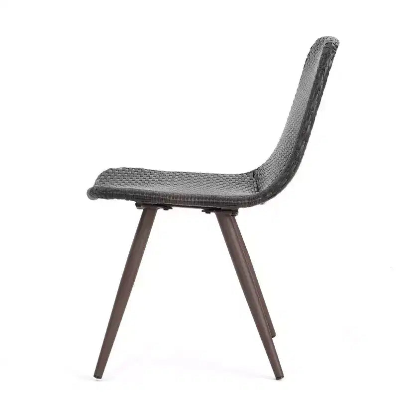 TUYOHW PE Chaise de salle à manger d'extérieur en osier (lot de 2), chaises de patio avec cadre en fer et pieds fuselés pour jardin, terrasse