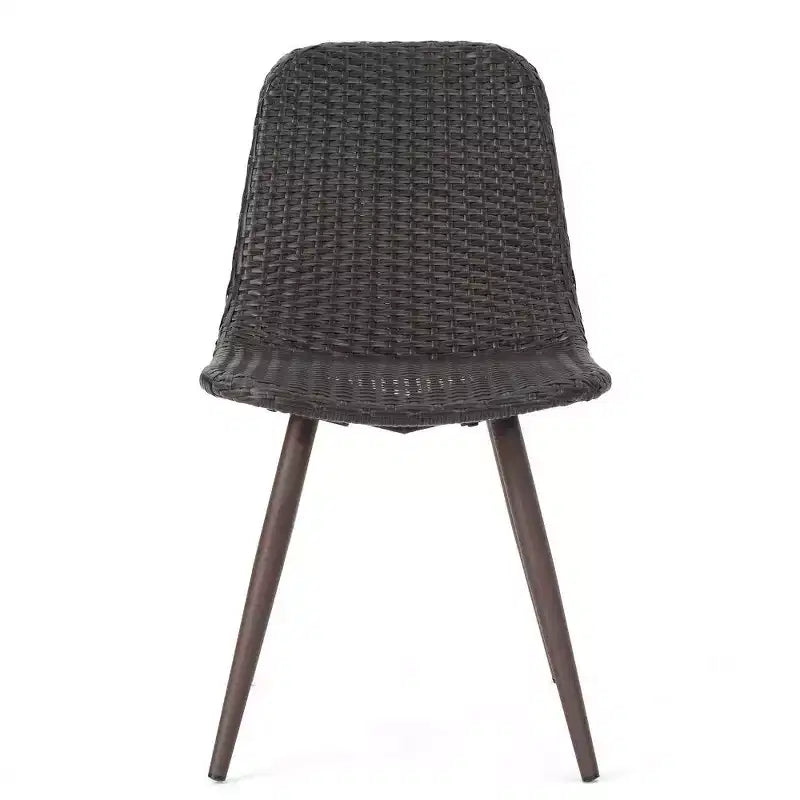 TUYOHW PE Chaise de salle à manger d'extérieur en osier (lot de 2), chaises de patio avec cadre en fer et pieds fuselés pour jardin, terrasse