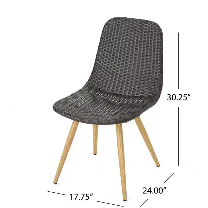 TUYOHW PE Chaise de salle à manger d'extérieur en osier (lot de 2), chaises de patio avec cadre en fer et pieds fuselés pour jardin, terrasse