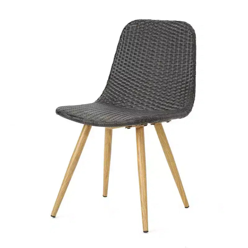 TUYOHW PE Chaise de salle à manger d'extérieur en osier (lot de 2), chaises de patio avec cadre en fer et pieds fuselés pour jardin, terrasse