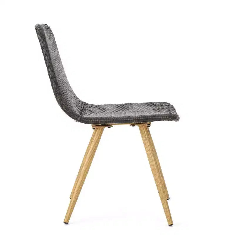 TUYOHW PE Chaise de salle à manger d'extérieur en osier (lot de 2), chaises de patio avec cadre en fer et pieds fuselés pour jardin, terrasse