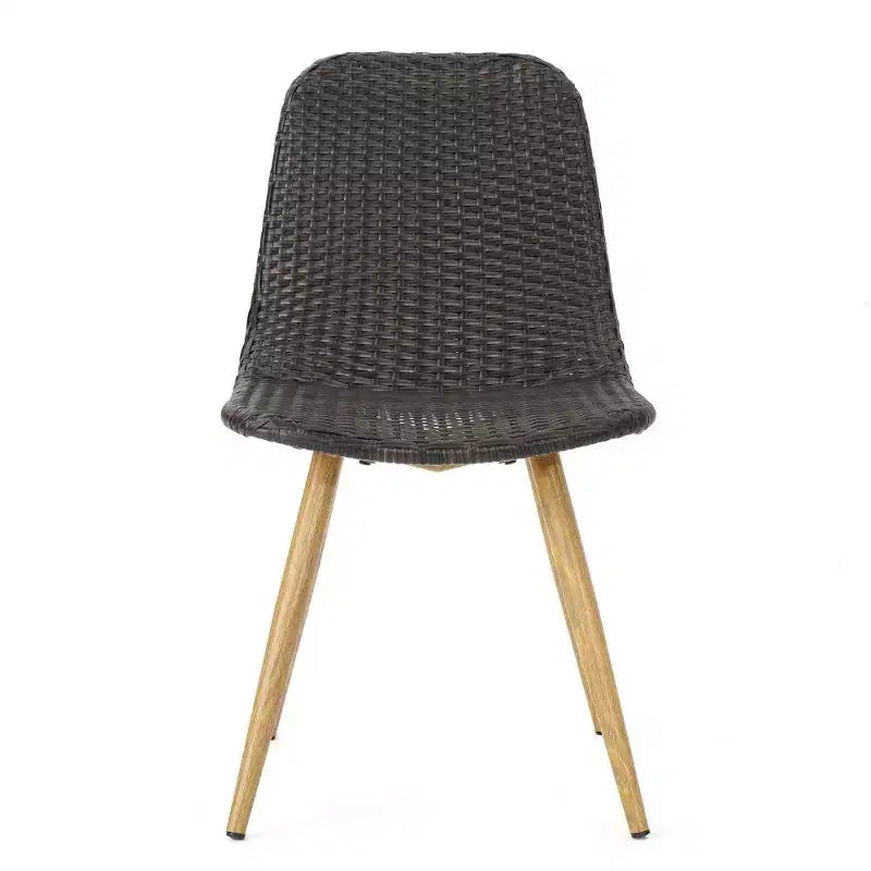 TUYOHW PE Chaise de salle à manger d'extérieur en osier (lot de 2), chaises de patio avec cadre en fer et pieds fuselés pour jardin, terrasse