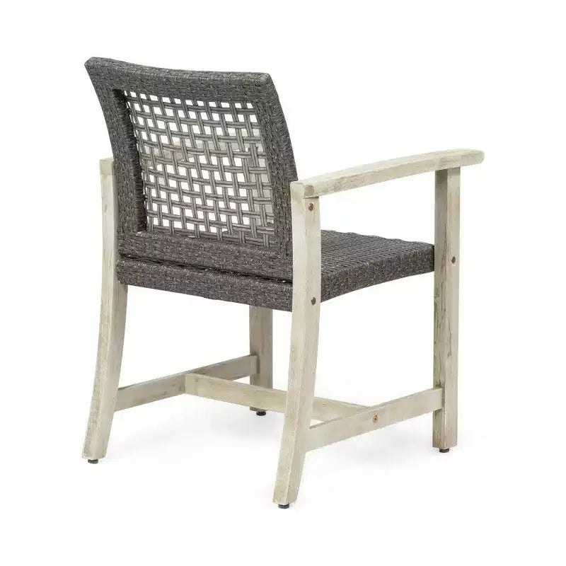TUYOHW Lot de 2 chaises de salle à manger d'extérieur en bois d'acacia et osier, chaises de patio avec siège tissé pour jardin, 400 lb de capacité
