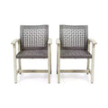 TUYOHW Acacia Wood and Wicker Outdoor Dining Chairs Set of 2,Patio Chairs with Woven Seat for Backyard,Garden,400lb Capacity