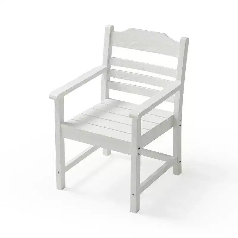TUYOHW Lot de 2 chaises de salle à manger de terrasse, chaises d'extérieur tout temps avec grain de bois imitation et accoudoirs pour jardin, piscine