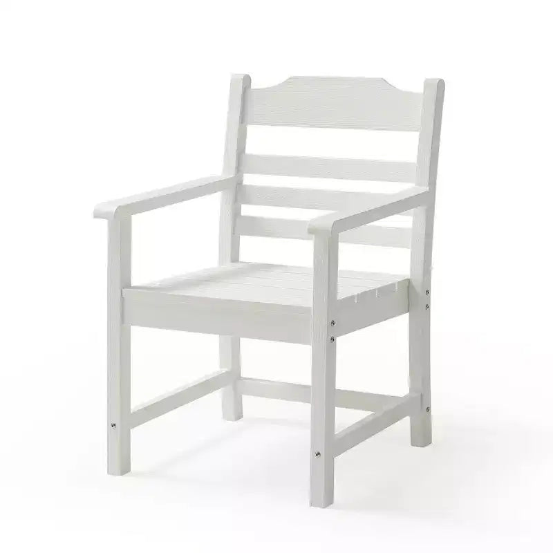 TUYOHW Lot de 2 chaises de salle à manger de terrasse, chaises d'extérieur tout temps avec grain de bois imitation et accoudoirs pour jardin, piscine