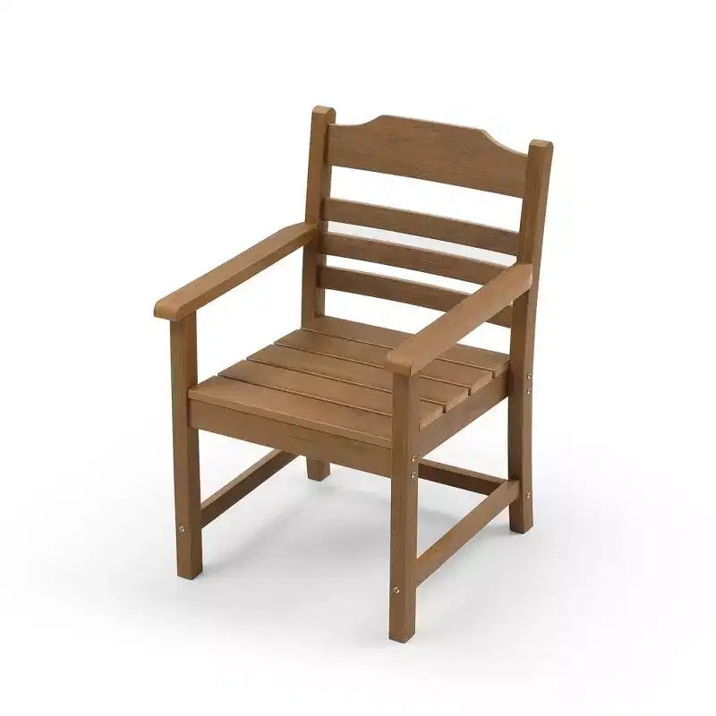 TUYOHW Lot de 2 chaises de salle à manger de terrasse, chaises d'extérieur tout temps avec grain de bois imitation et accoudoirs pour jardin, piscine