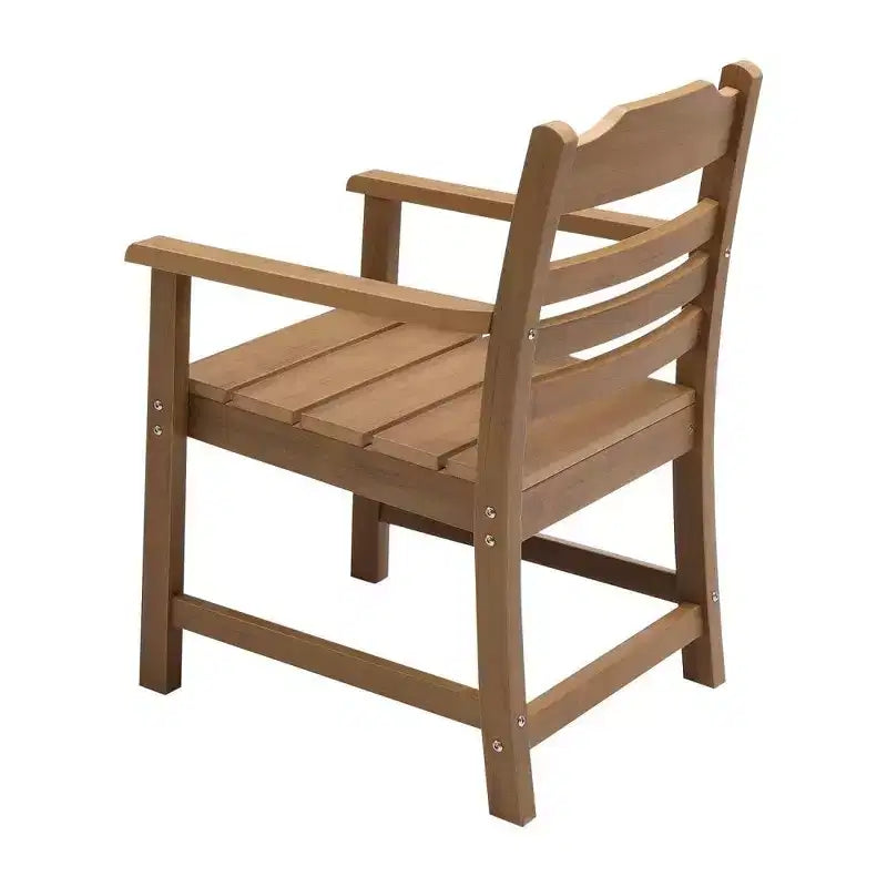 TUYOHW Lot de 2 chaises de salle à manger de terrasse, chaises d'extérieur tout temps avec grain de bois imitation et accoudoirs pour jardin, piscine