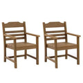 TUYOHW Lot de 2 chaises de salle à manger de terrasse, chaises d'extérieur tout temps avec grain de bois imitation et accoudoirs pour jardin, piscine