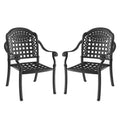 TUYOHW IAluminum Patio Dining Chairs,Stackable Outdoor Chairs with Blue Cushions for Backyard,Garden,350lb Capacity,Black,2pc/4pc