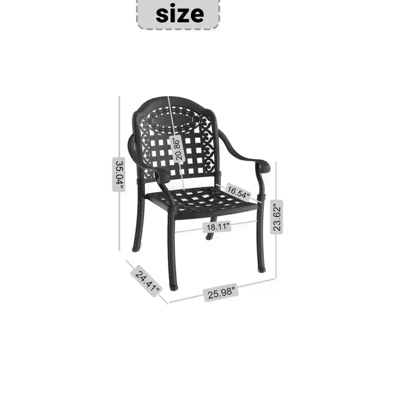 Chaise de salle à manger de patio en aluminium TUYOHW, chaises d'extérieur empilables avec coussins bleus pour jardin, 350 lb de capacité, noir, 2 pièces/4 pièces