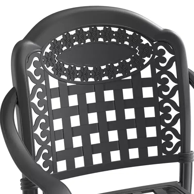 Chaise de salle à manger de patio en aluminium TUYOHW, chaises d'extérieur empilables avec coussins bleus pour jardin, 350 lb de capacité, noir, 2 pièces/4 pièces