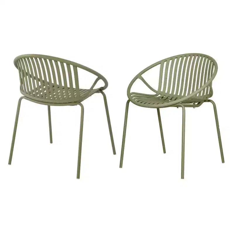 TUYOHW Lot de 2 Chaises de Jardin Empilables, Chaises de Patio avec Pieds en Métal & Dossier en Plastique Respirant, Capacité 136 kg