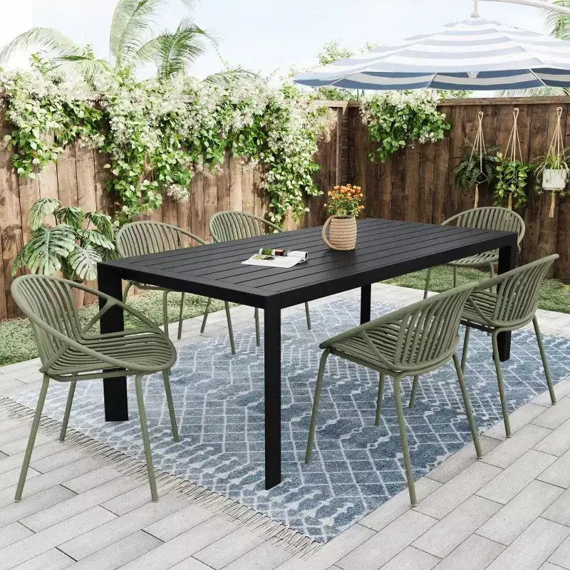 TUYOHW Lot de 2 Chaises de Jardin Empilables, Chaises de Patio avec Pieds en Métal & Dossier en Plastique Respirant, Capacité 136 kg