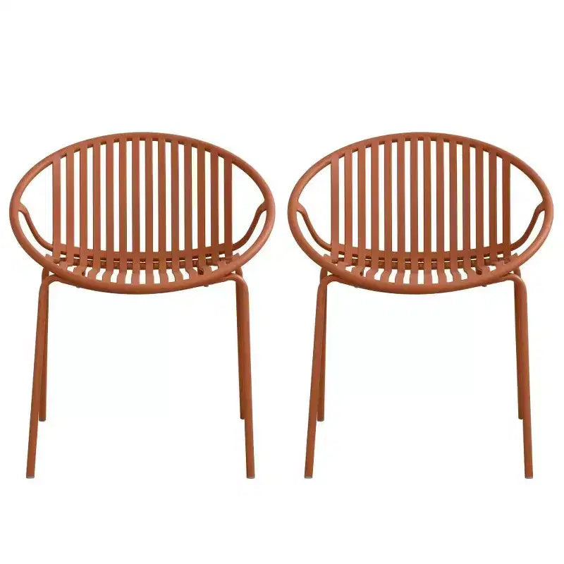 TUYOHW Lot de 2 Chaises de Jardin Empilables, Chaises de Patio avec Pieds en Métal & Dossier en Plastique Respirant, Capacité 136 kg