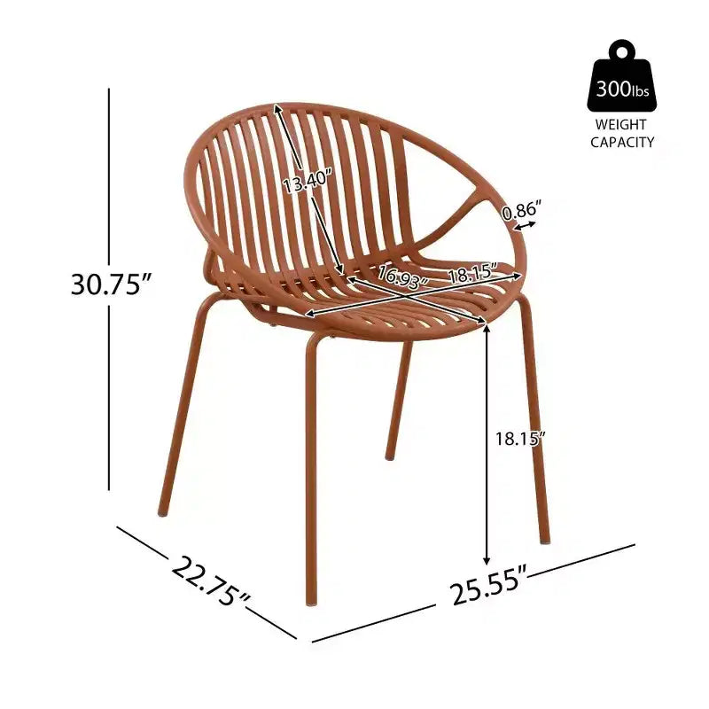 TUYOHW Lot de 2 Chaises de Jardin Empilables, Chaises de Patio avec Pieds en Métal & Dossier en Plastique Respirant, Capacité 136 kg