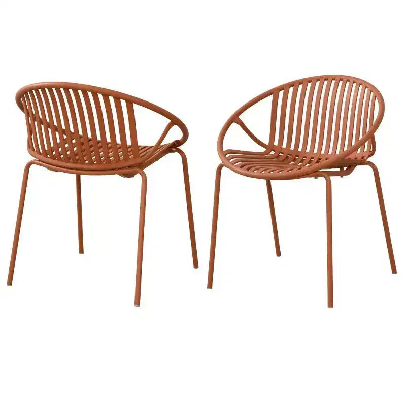 TUYOHW Lot de 2 Chaises de Jardin Empilables, Chaises de Patio avec Pieds en Métal & Dossier en Plastique Respirant, Capacité 136 kg
