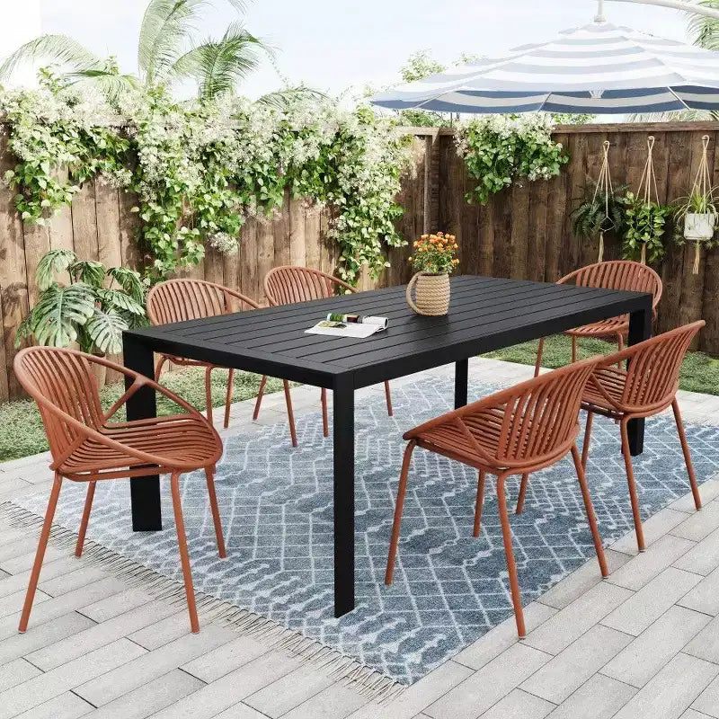 TUYOHW Lot de 2 Chaises de Jardin Empilables, Chaises de Patio avec Pieds en Métal & Dossier en Plastique Respirant, Capacité 136 kg