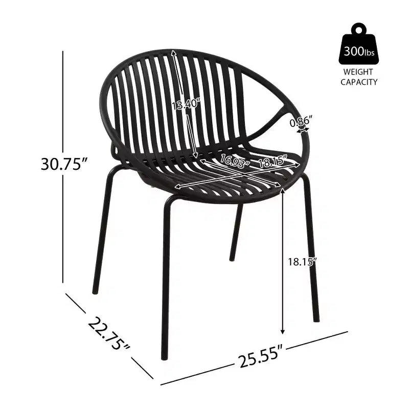 TUYOHW Lot de 2 Chaises de Jardin Empilables, Chaises de Patio avec Pieds en Métal & Dossier en Plastique Respirant, Capacité 136 kg