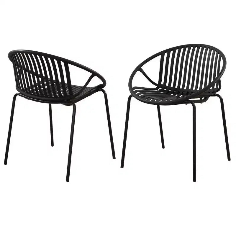 TUYOHW Lot de 2 Chaises de Jardin Empilables, Chaises de Patio avec Pieds en Métal & Dossier en Plastique Respirant, Capacité 136 kg