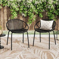 TUYOHW Stackable Patio Dining Chairs Set of 2,Patio Chairs with Metal Legs & Breathable Plastic Backrest,300lb Capacity