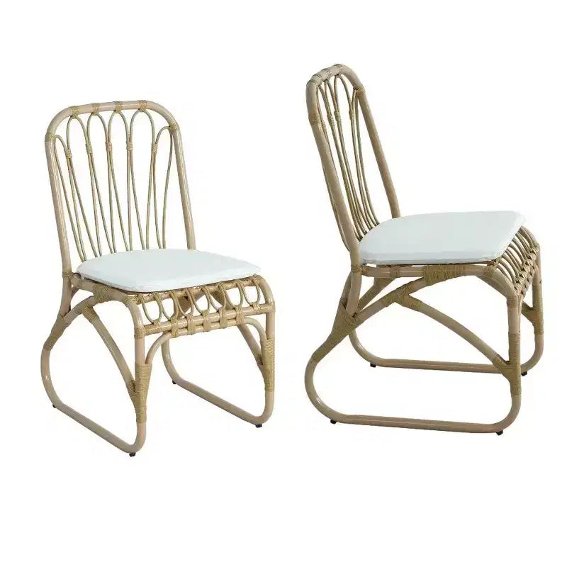 TUYOHW PE Chaises de Salle à Manger en Rotin, Lot de 2, Chaises d'Extérieur en Rotin avec Coussins Lavables, Capacité de 180 kg, Aucun Assemblage Requis