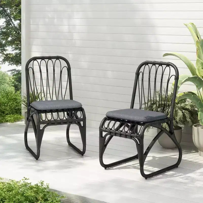 TUYOHW PE Chaises de Salle à Manger en Rotin, Lot de 2, Chaises d'Extérieur en Rotin avec Coussins Lavables, Capacité de 180 kg, Aucun Assemblage Requis