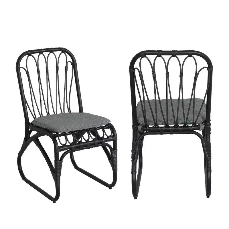 TUYOHW PE Chaises de Salle à Manger en Rotin, Lot de 2, Chaises d'Extérieur en Rotin avec Coussins Lavables, Capacité de 180 kg, Aucun Assemblage Requis