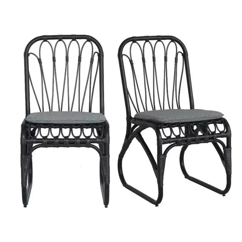 TUYOHW PE Chaises de Salle à Manger en Rotin, Lot de 2, Chaises d'Extérieur en Rotin avec Coussins Lavables, Capacité de 180 kg, Aucun Assemblage Requis