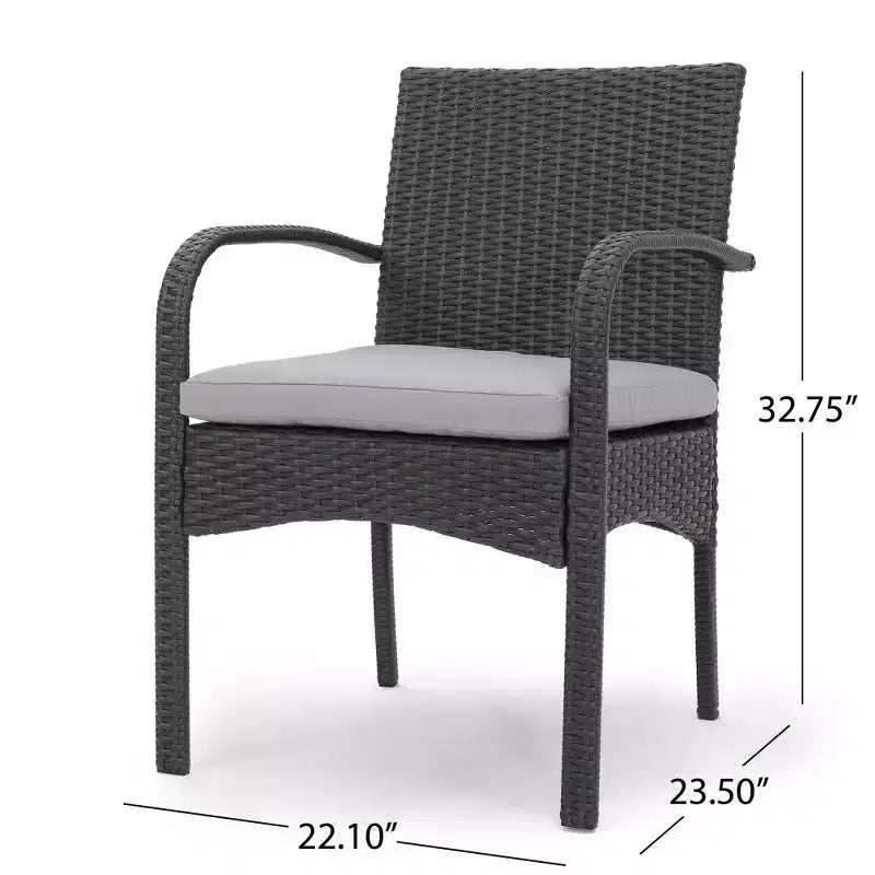 TUYOHW PE Chaise de salle à manger d'extérieur en osier, lot de 2, chaises de patio avec coussins amovibles résistants à l'eau pour jardin, cour, bord de piscine
