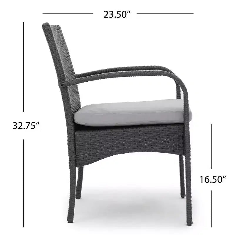 TUYOHW PE Chaise de salle à manger d'extérieur en osier, lot de 2, chaises de patio avec coussins amovibles résistants à l'eau pour jardin, cour, bord de piscine
