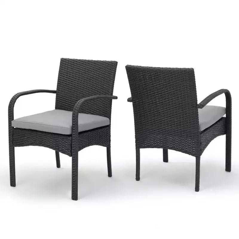 TUYOHW PE Chaise de salle à manger d'extérieur en osier, lot de 2, chaises de patio avec coussins amovibles résistants à l'eau pour jardin, cour, bord de piscine