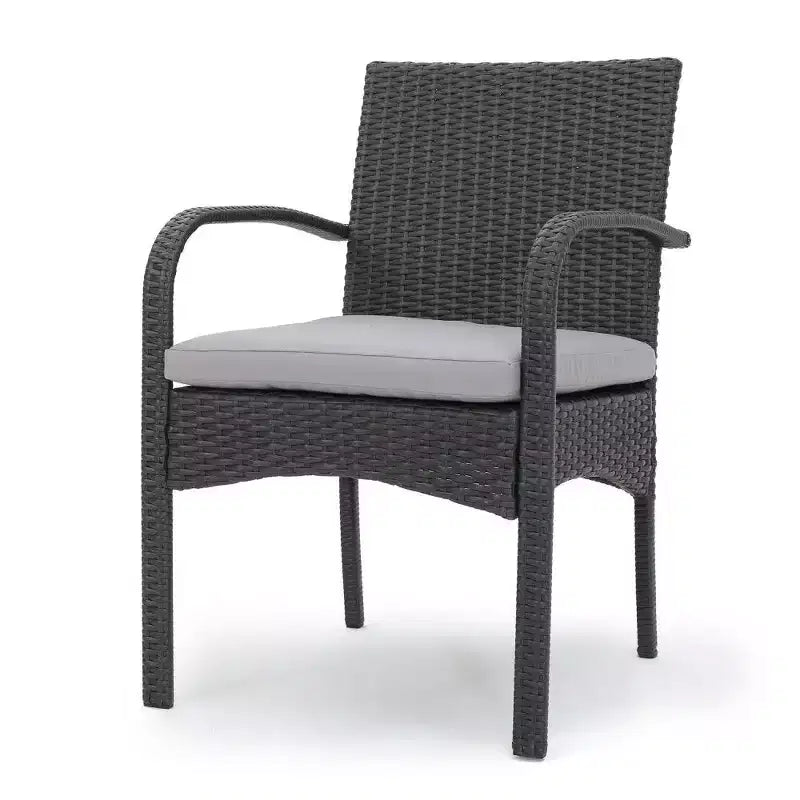 TUYOHW PE Chaise de salle à manger d'extérieur en osier, lot de 2, chaises de patio avec coussins amovibles résistants à l'eau pour jardin, cour, bord de piscine